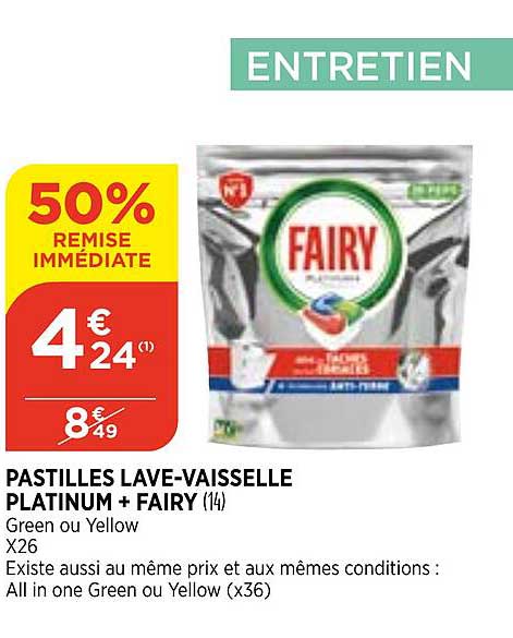 pastilles lave-vaisselle platinum + fairy