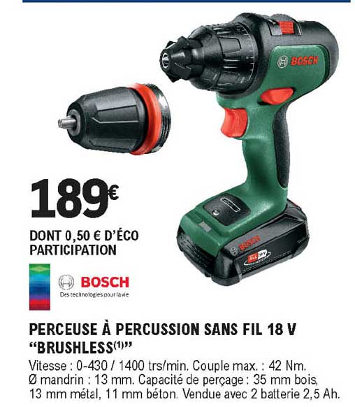 Perceuse à Percussion Sans Fil 18 V "brushless" Bosch
