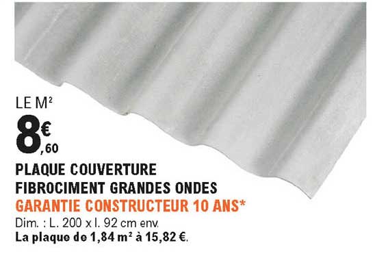 plaque couverture fibrociment grandes ondes
