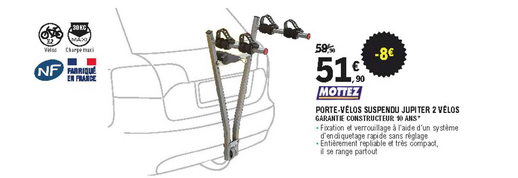 porte-vélos suspendu jupiter 2 vélos mottez