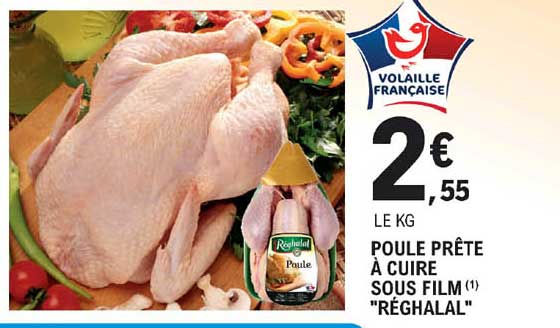 poule prête à cuire sous film "réghalal"