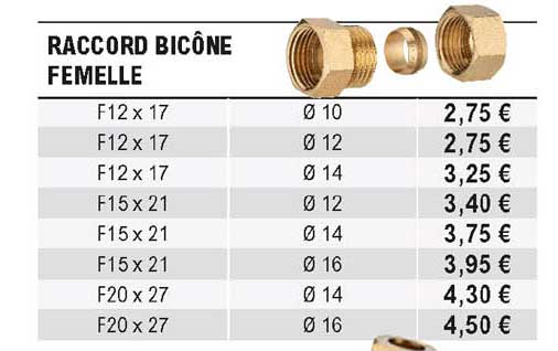 raccord bicône femelle