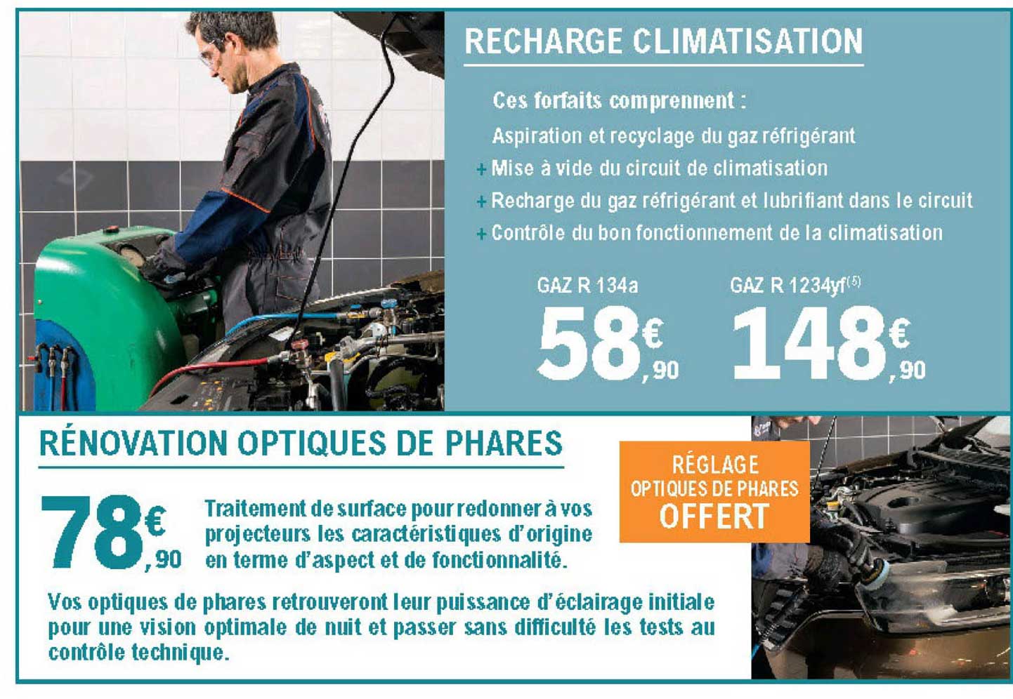 recharge climatisation, rénovation optique de phares