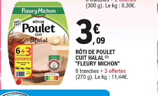 rôti de poulet cuit halal "fleury michon"