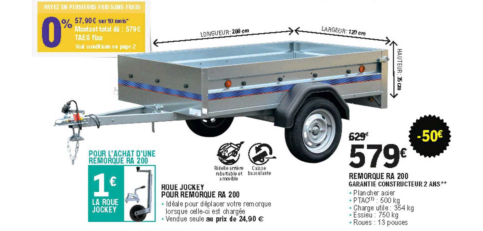 roue jockey pour remorque ra 200, remorque ra 200