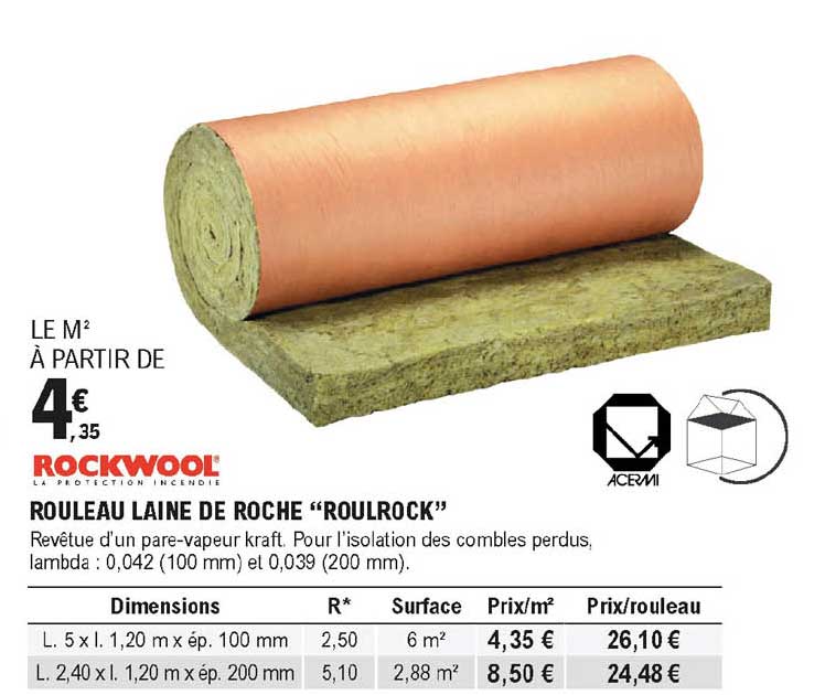 rouleau laine de roche "roulrock" rockwool