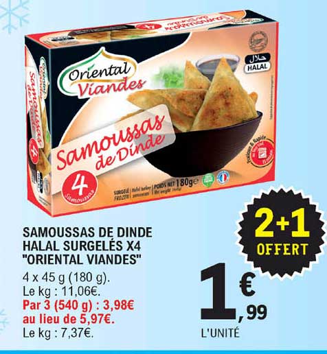 Samoussas De Dinde Halal Surgelés X4 "oriental Viandes"