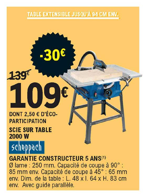 Scie Sur Table 2000 W Scheppach