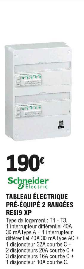 tableau électrique pré-équipé 2 rangées resi9 xp schneider electric