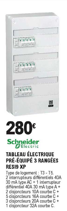 tableau électrique pré-équipé 3 rangées resi9 xp schneider electric