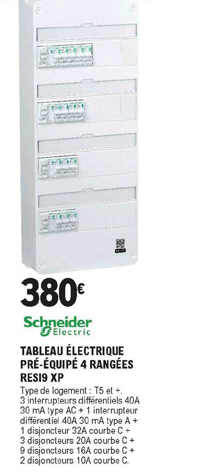 tableau électrique pré-équipé 4 rangées resi9 xp schneider electric