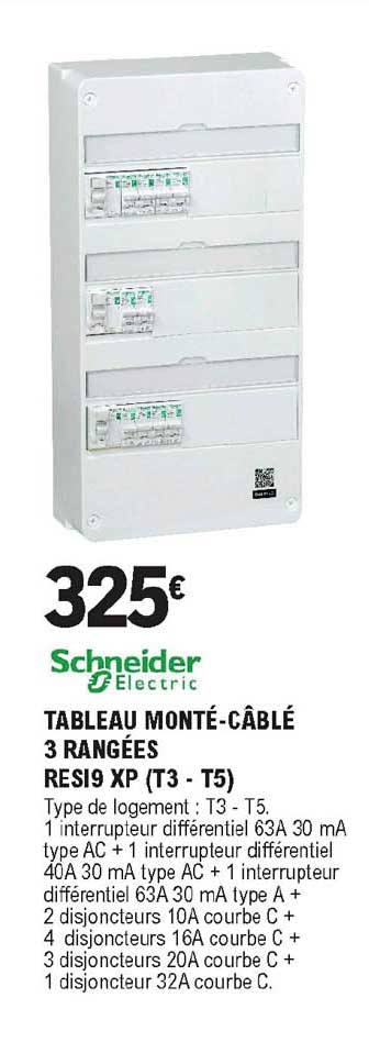 tableau monté-câblé 3 rangées resi9 xp (t3 - t5) schneider electric