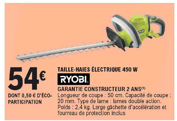 taille-haies électrique 450 w ryobi
