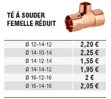 té à souder femelle réduit