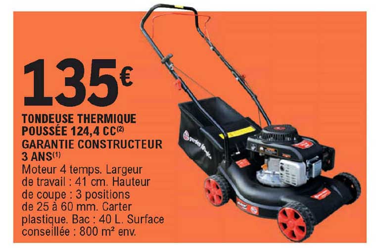 tondeuse thermique poussée 124,4 cc