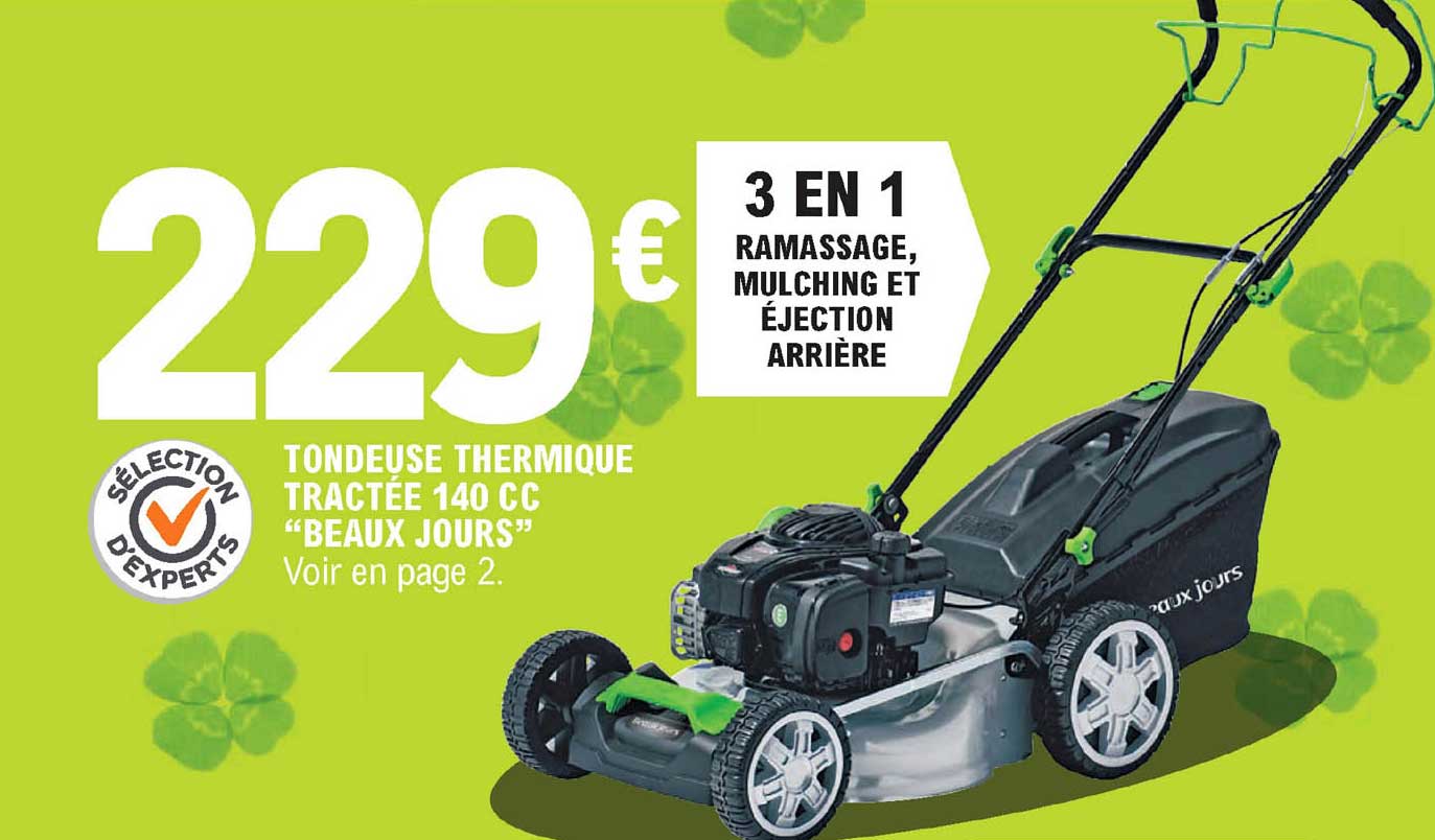 tondeuse thermique tractée 140 cc "beaux jours"