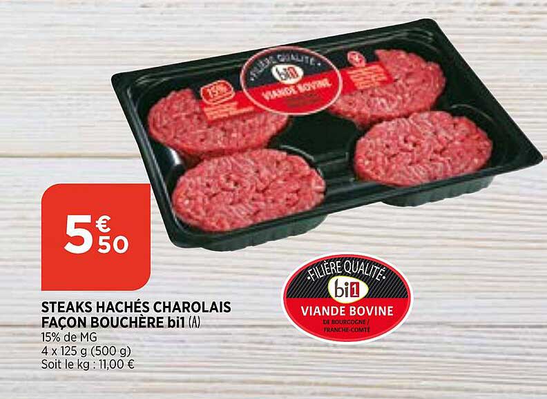 viande bovine : steaks hachés charolais façon bouchère bi1