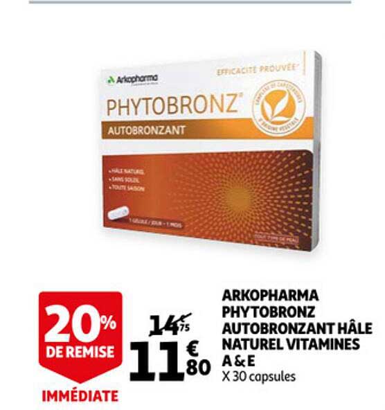 arkopharma phytobronz autobronzant hâle naturel vitamines a&e