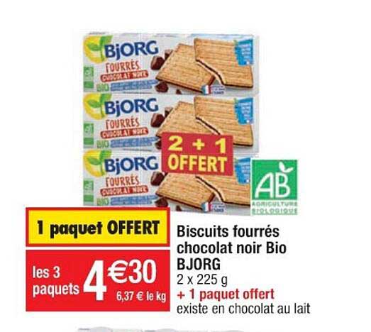 Biscuits Fourrés Chocolat Noir Bio Bjorg