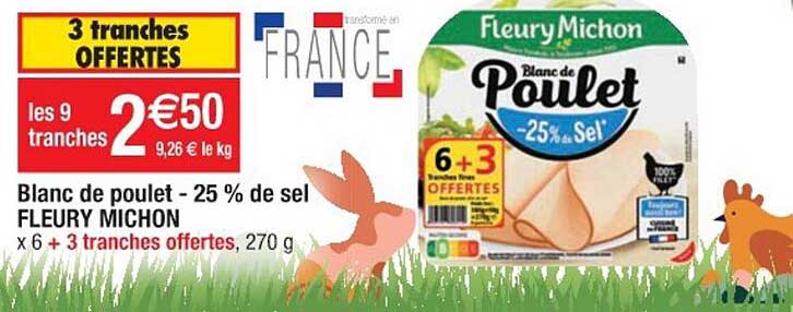 blanc de poulet -25% de sel fleury michon