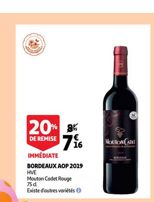 bordeaux aop 2019 hve mouton cadet rouge