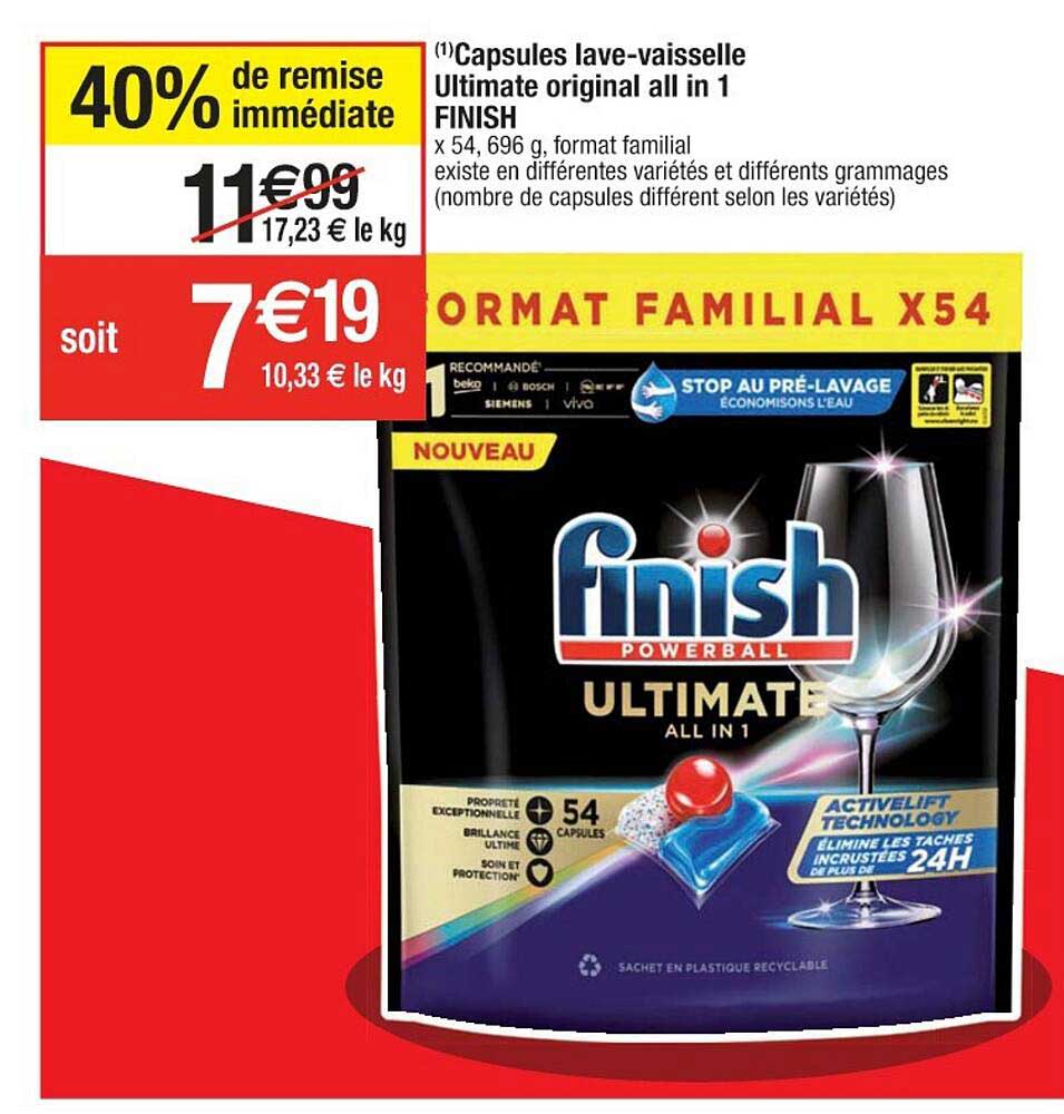 capsules lave-vaisselle ultimate original all in 1 finish