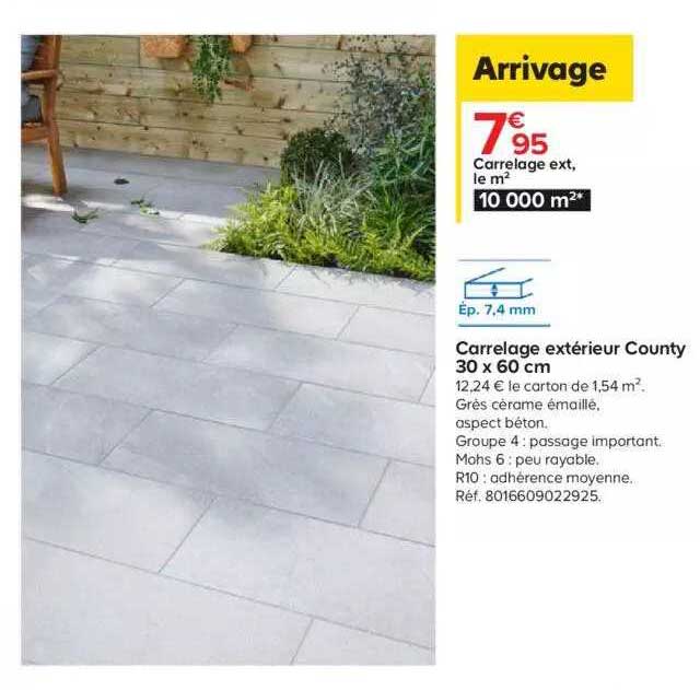 carrelage extérieur county 30 x 60 cm