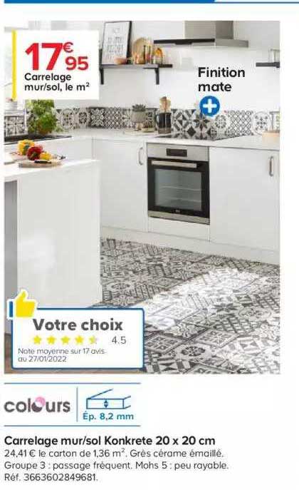 carrelage mur-sol konkrete 20 x 20 cm colours