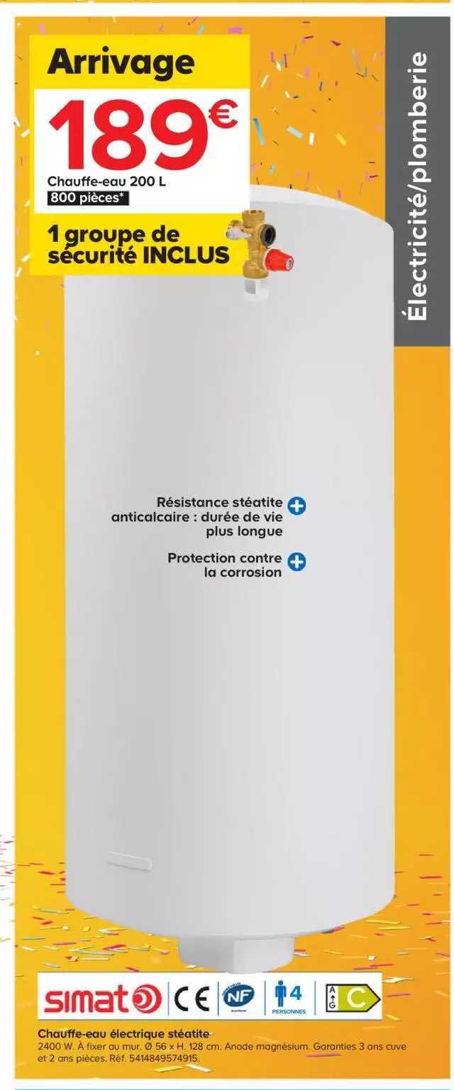 chauffe eau électrique stéatite simat