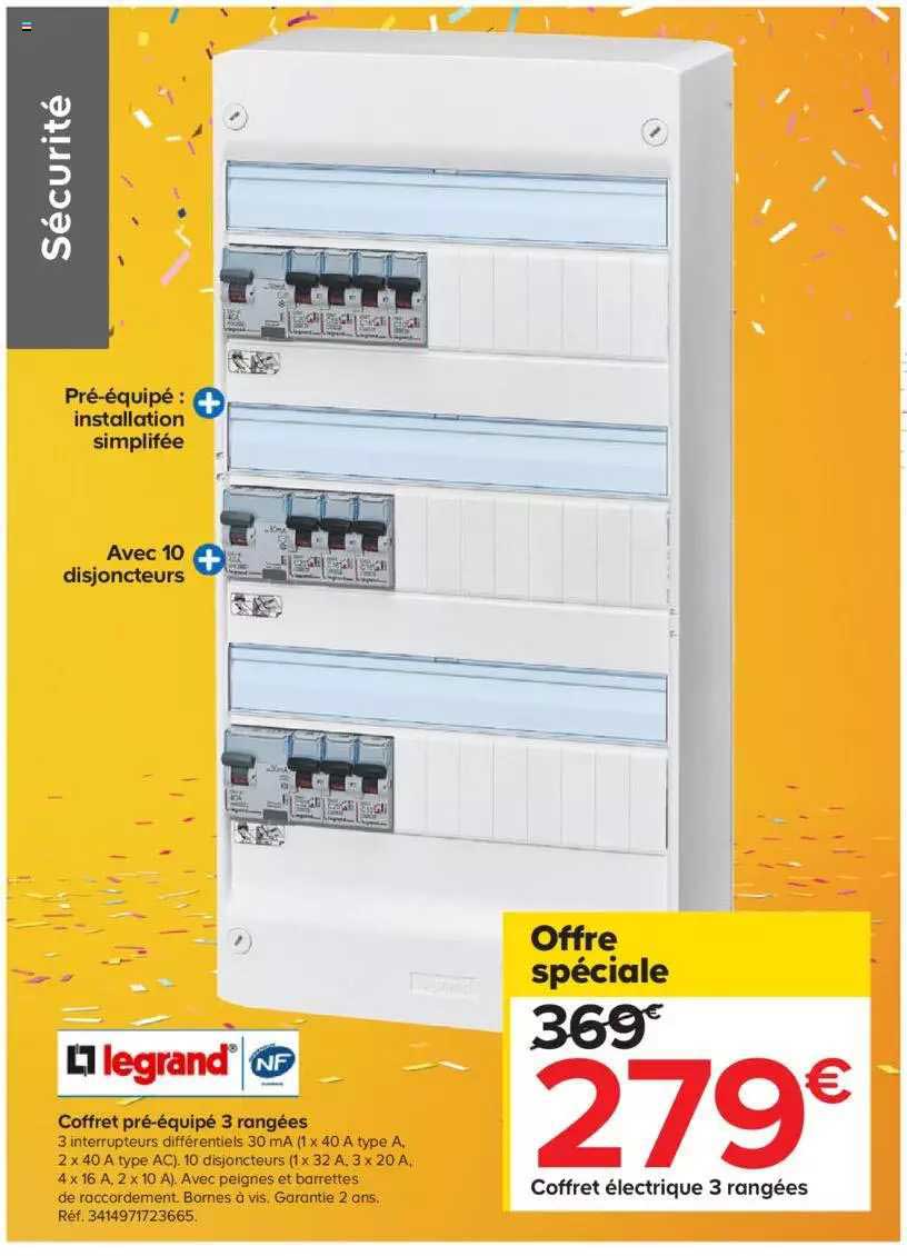 coffret pré-équipé 3 rangées legrand