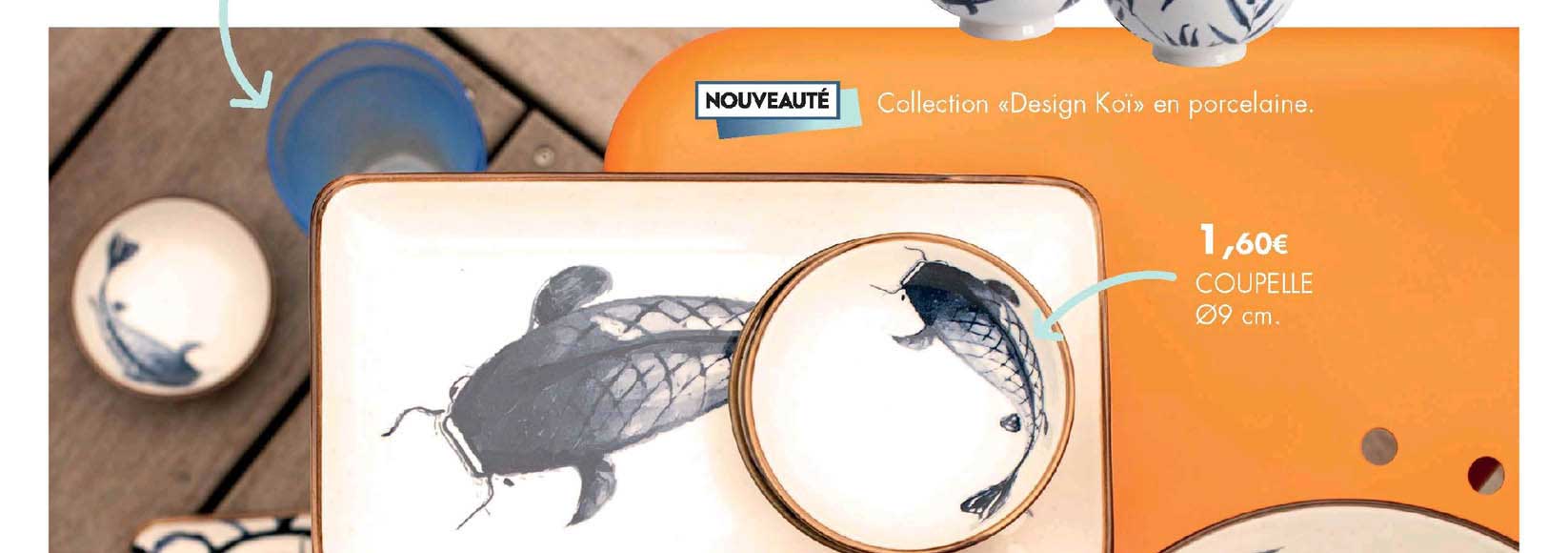 collection "design koï" en porcelaine, coupelle ø 9 cm