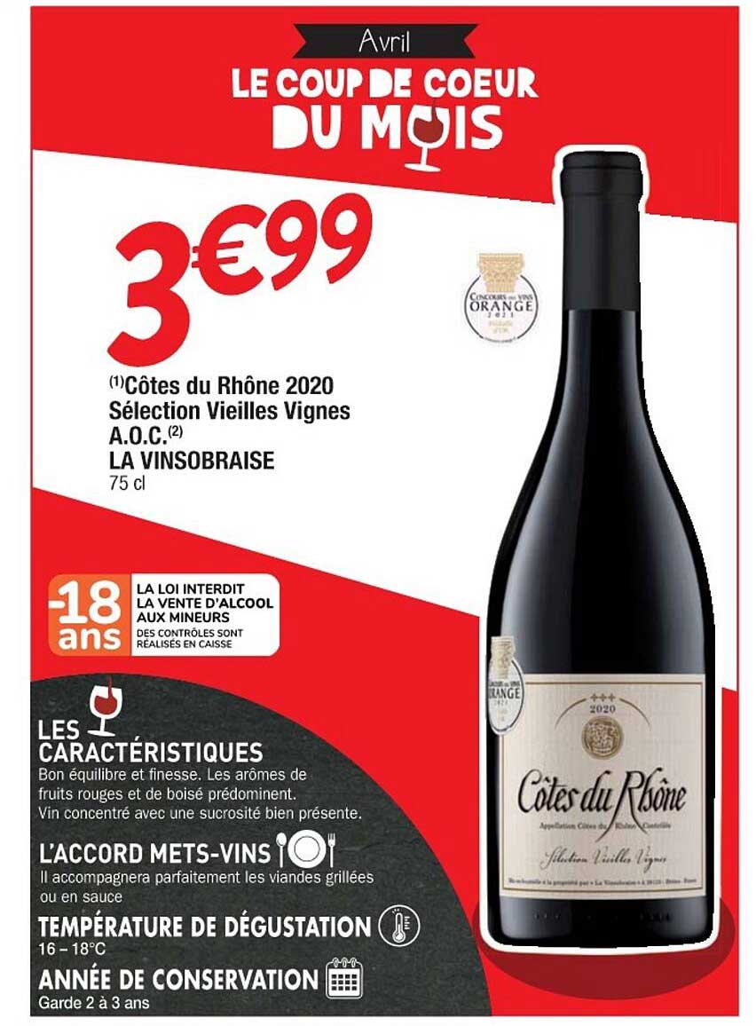 côtes du rhône 2020 sélection vieilles vignes a.o.c. la vinsobraise
