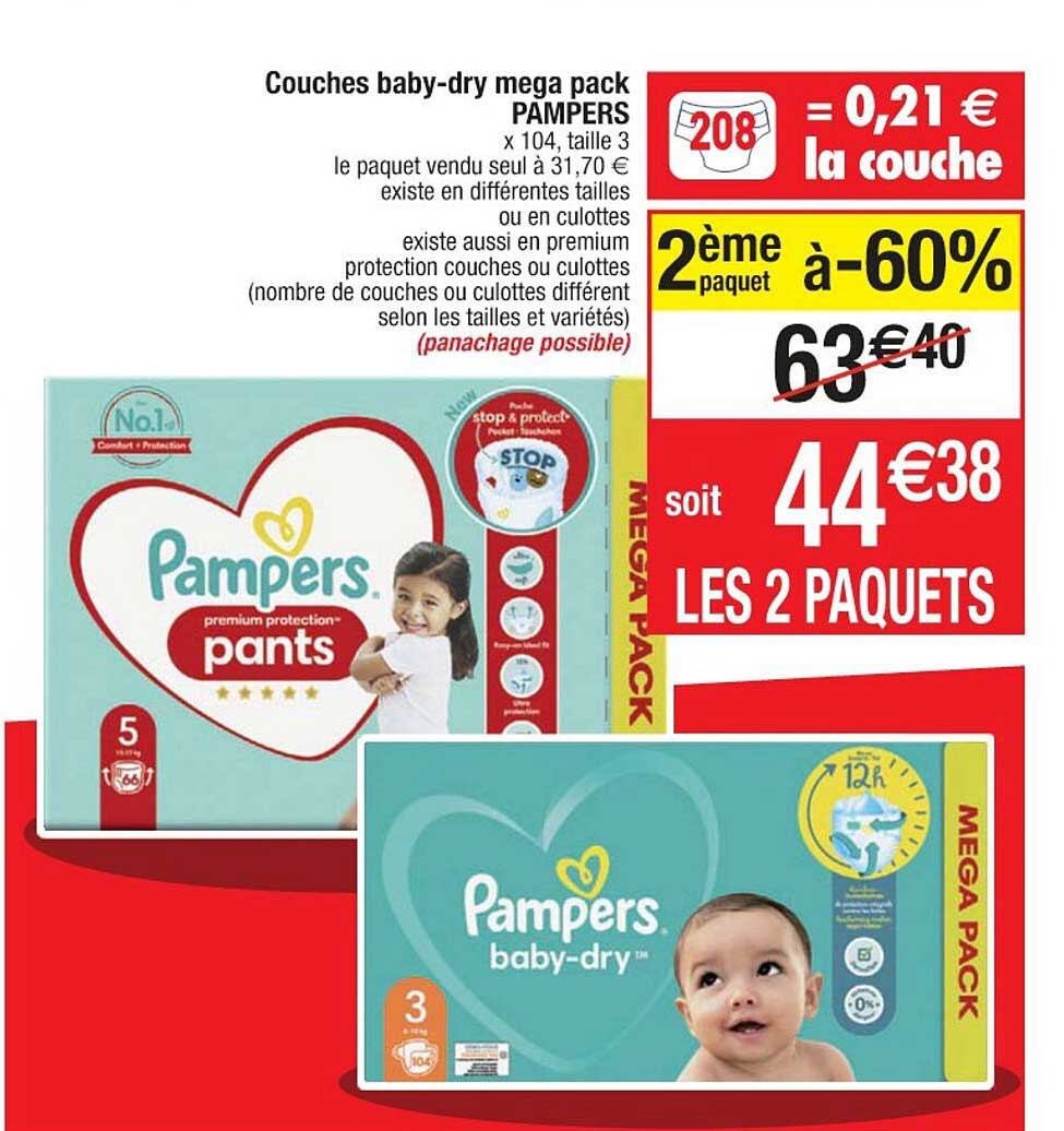 Couches Baby-dry Mega Pack Pampers
