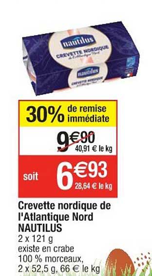 crevette nordique de l'atlantique nord nautilus