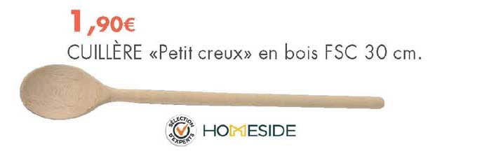 cuillère "petit creux" en bois fsc 30 cm homeside