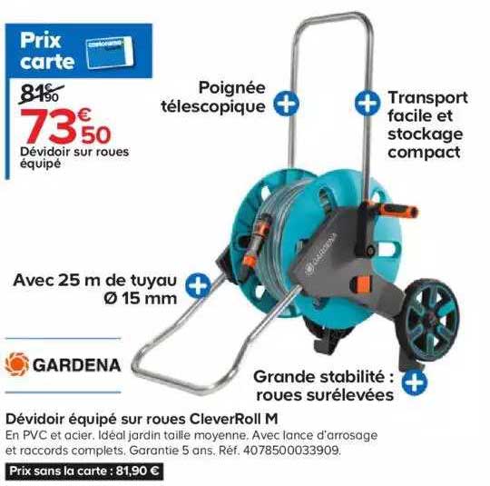 Dévidoir équipé Sur Roues CleverRoll M Gardena