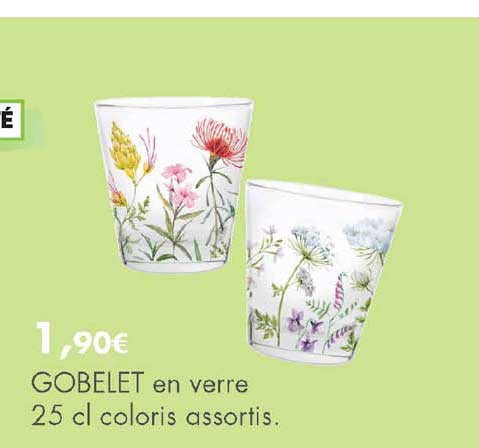 gobelet en verre 25 cl coloris assortis
