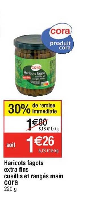 haricots fagots extra fins cueillis et rangés main cora
