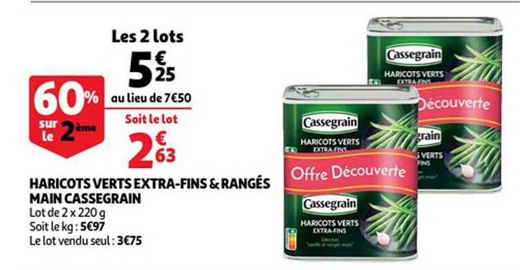 haricots verts extra-fins & rangés main cassegrain