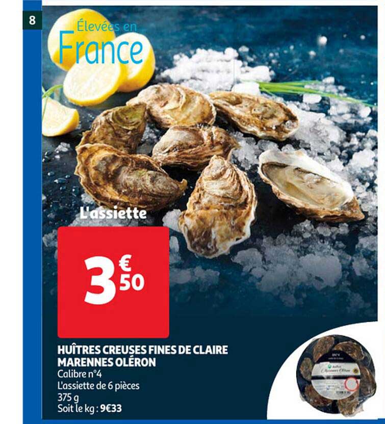 huîtres creuses fines de claire marennes oléron