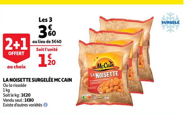 la noisette surgelée mc cain