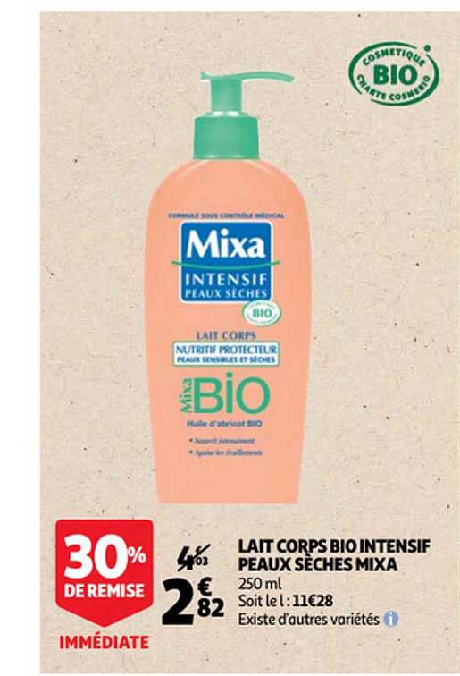 lait corps bio intensif peaux sèche mixa