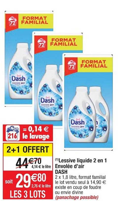 lessive liquide 2 en 1 envolée d'air dash