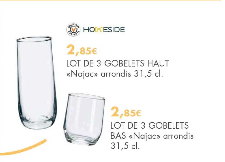 Lot De 3 Gobelets Haut "najac", Lot De 3 Gobelets Bas "najac"
