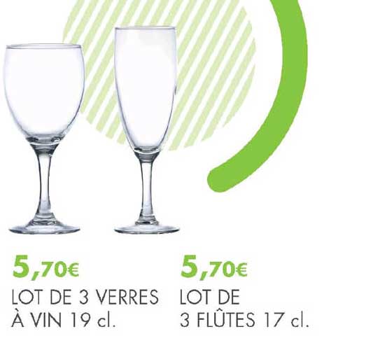 Lot De 3 Verres à Vin 19 Cl, Lot De 3 Flûtes 17 Cl