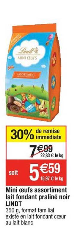 Mini Oeufs Assortiment Lait Fondant Praliné Noir Lindt