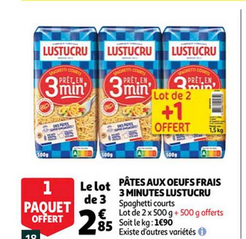 pâtes aux oeufs frais 3 minutes lustucru