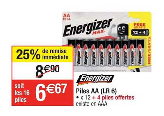 piles aa (lr 6) energizer