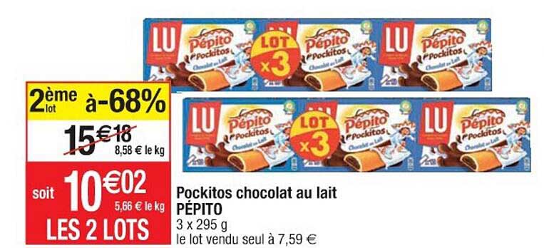 pockitos chocolat au lait pépito