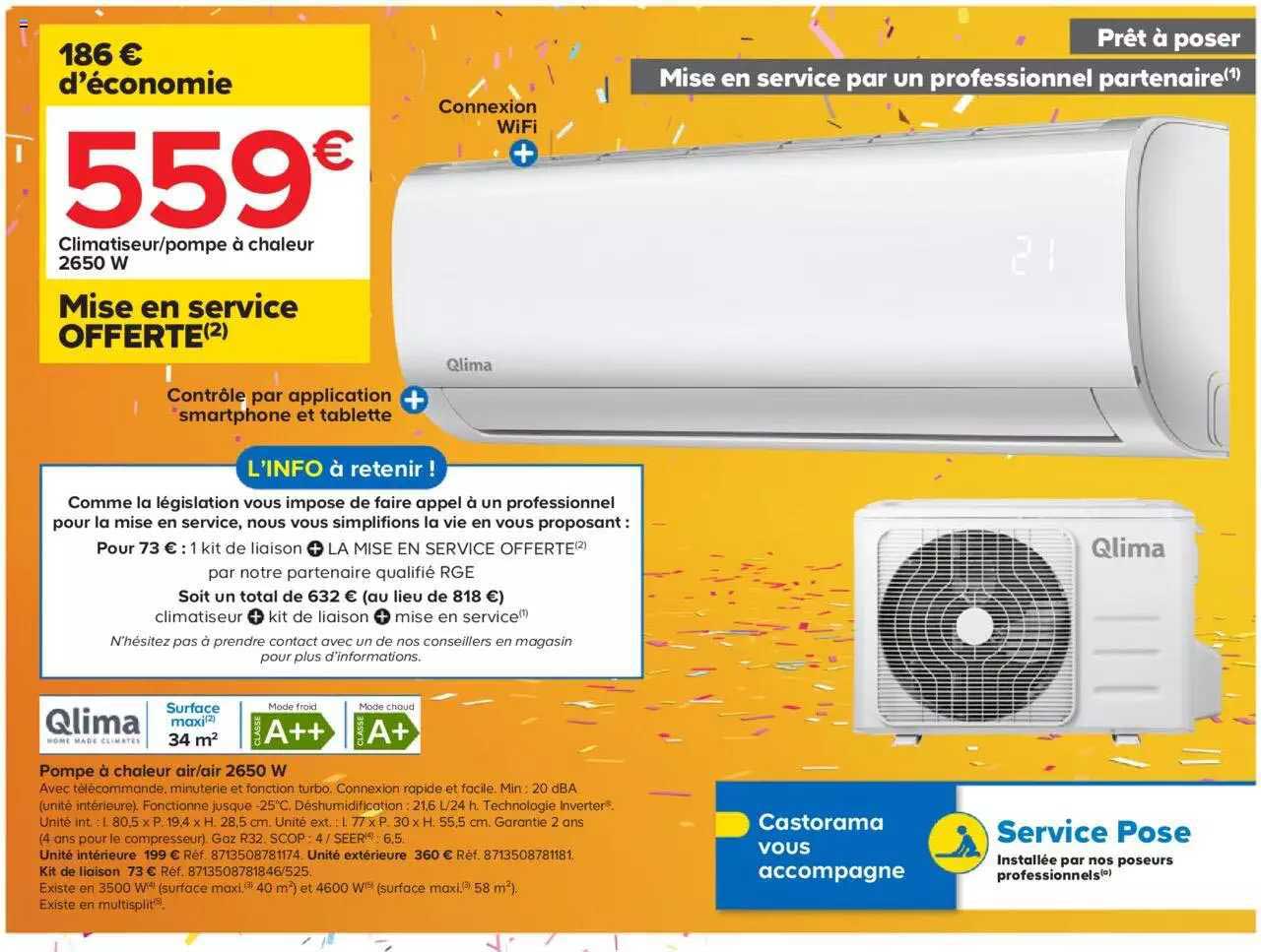 Pompe à Chaleur Air-air 2650 W Qlima